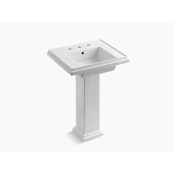 Tresham 24 Pedestal Bathroom Sink W/ 8 Widespread Faucet Holes